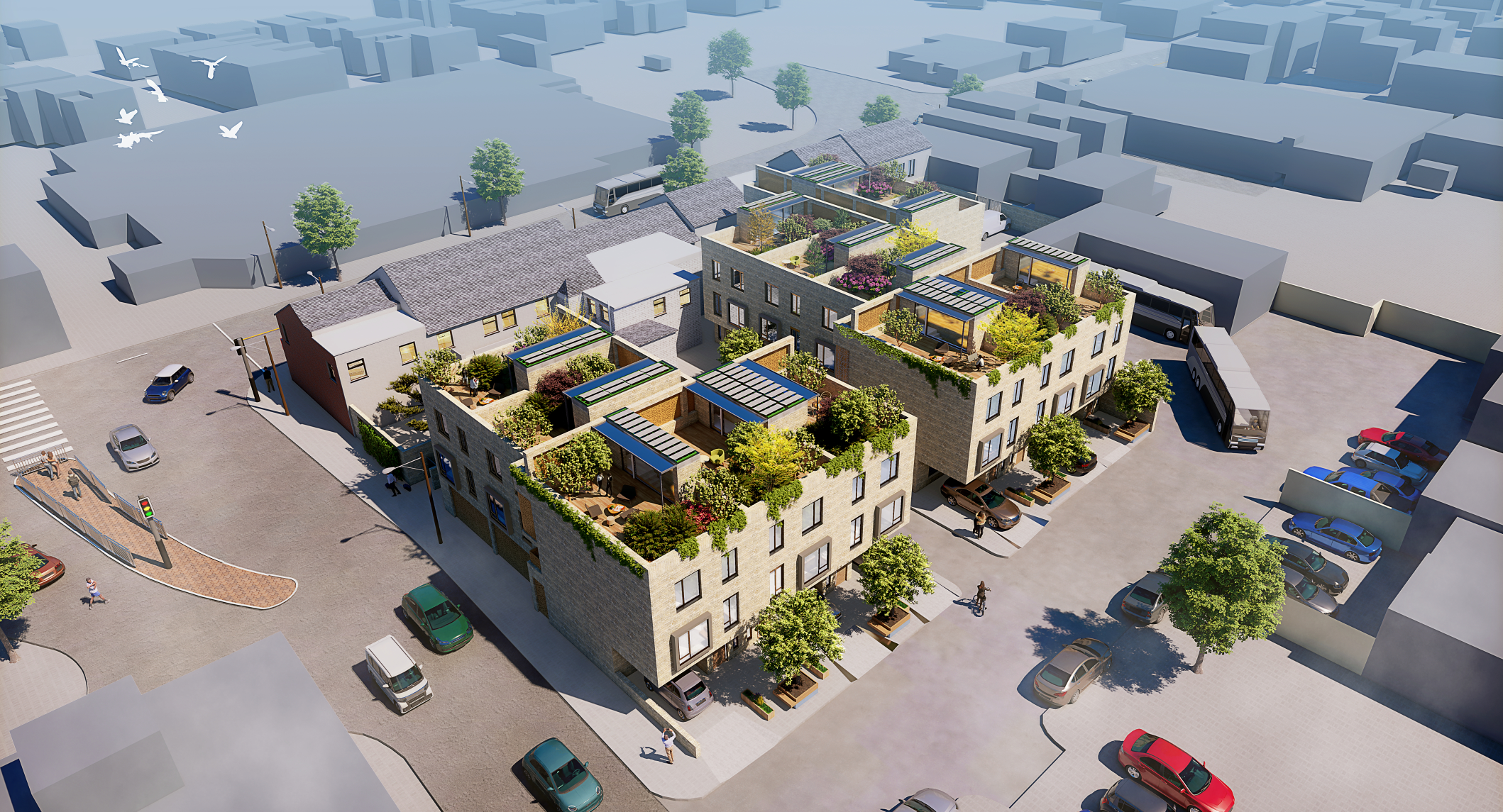Modern Terraced Houses (Birdseye)